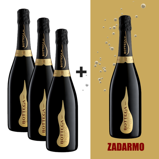 3x Bottega Prosecco DOC Spumante Brut 0,75L +1 zadarmo