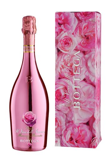 Bottega Manzoni Moscato Rosé 0,75 l süßer Sekt in einer Geschenkbox mit Rosenduft