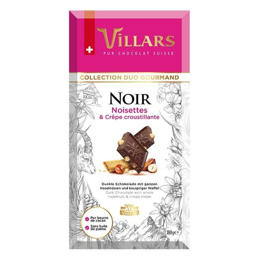 VILLARS Dunkle Schokolade mit Haselnüssen und Waffelstücken 180g